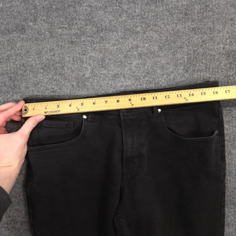 Under 5'10 Jeans‎ Mens 32X28 Black Tapered Stretch 5 Pocket Dark Wash Denim